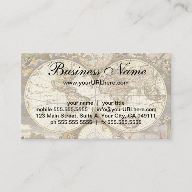 Alte Weltkarte von Frederick de Wit, c. 1680 Visitenkarte (Vorderseite)