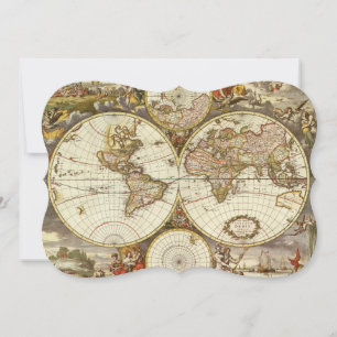 Alte Weltkarte von Frederick de Wit, ca. 1680 Einladung