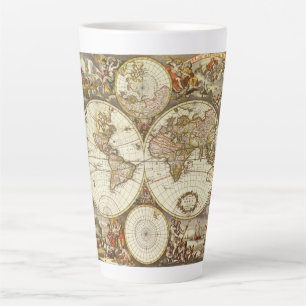 Alte Weltkarte von Frederick de Wit, ca. 1680 Milchtasse
