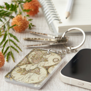 Alte Weltkarte von Frederick de Wit, ca. 1680 Schlüsselanhänger