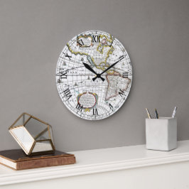 Alte Weltkarte von Hendrik Hondius, 1630 Große Wanduhr