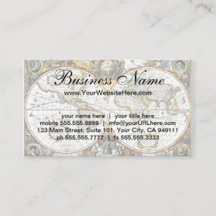 Alte Weltkarte von Hendrik Hondius, 1630 Visitenkarte