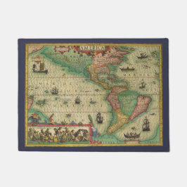 Alte Weltkarte von Hondius für Amerika Fußmatte