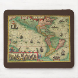 Alte Weltkarte von Hondius für Amerika Mousepad