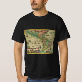 Alte Weltkarte von Hondius für Amerika T-Shirt