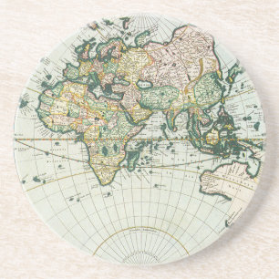 Alte Weltkarte von Pieter Goos, 1666 Sandstein Untersetzer