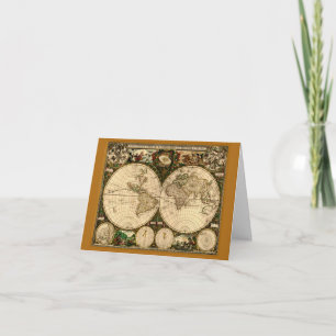Alte Weltkarten-Notizkarte Karte