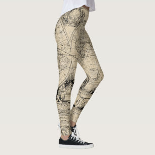 Alte WeltVintage Karte Leggings