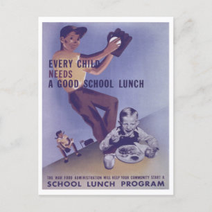 Alte Werbekampagne für das Schulessen-Programm 194 Postkarte