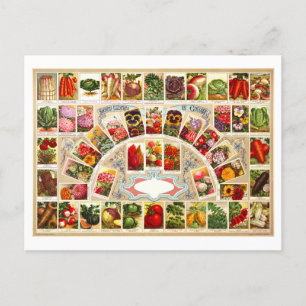 Alte Werbung für Obst-, Gemüse- und Blumensamen Postkarte