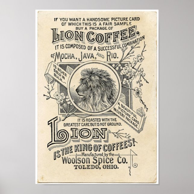 Alte Werbung Lion Coffee Poster (Vorne)