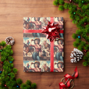 Alte Western-Kuhhirtin Geschenkpapier
