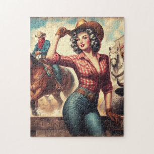 Alte Western-Kuhhirtin Puzzle