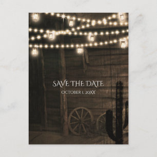 Alte Western-Saloon-Rustic-Hochzeit Save The Date Ankündigungspostkarte