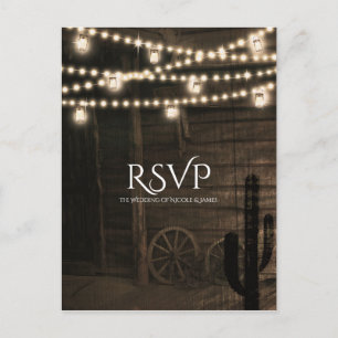 Alte Western-Saloon-Rustical-Hochzeit-RSVP Einladungspostkarte