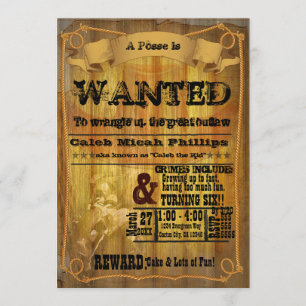 Alte Western WANTED Poster Party-Einladung Einladung