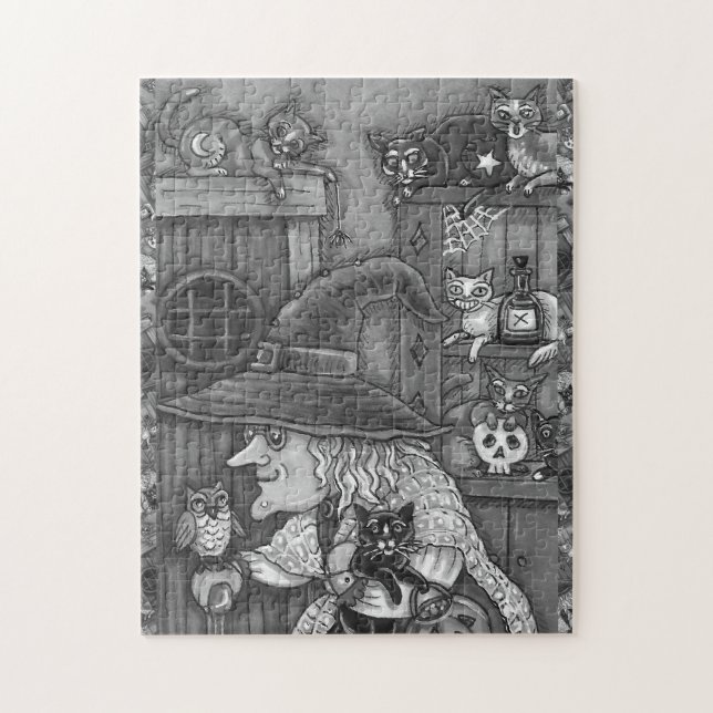 ALTE WITCH HAPPY ZUHAUSE, CATS & OWL BLK/WHEN HALL PUZZLE (Vertikal)