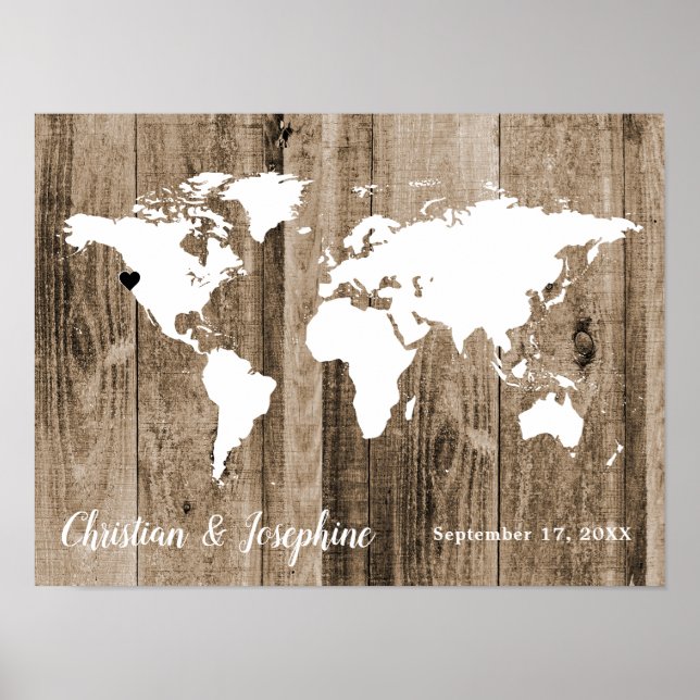 Alte Wood World Map Gust Book Alternative Sign Poster (Vorne)