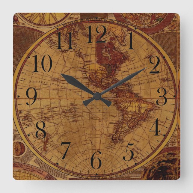 Alte World Map Antike Geschichte Designer Uhr (Vorderseite)