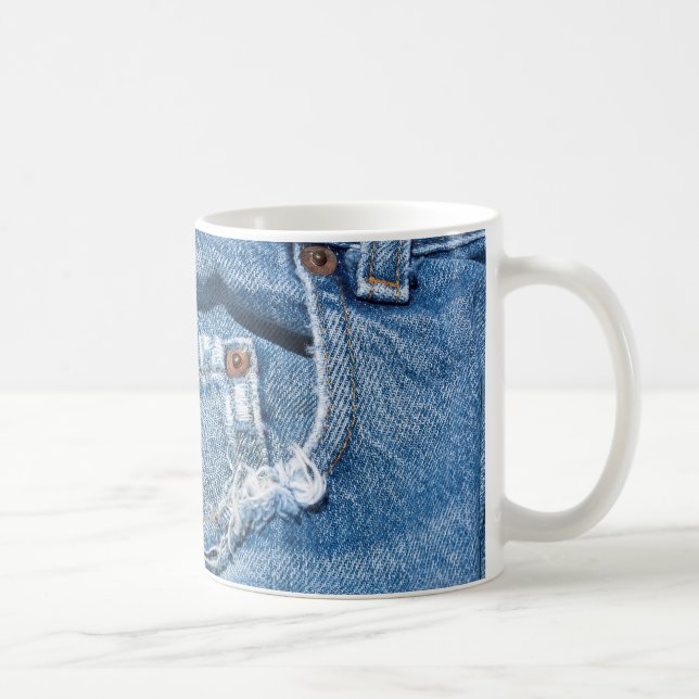 Alte Worn Blue Jeans Classic White Tasse (Rechts)