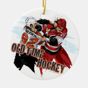 Alte Zeit-Hockey-Weihnachtsverzierung Keramikornament