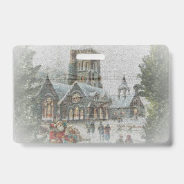 Alte Zeit Santa mit Kindern vor einer Kirche Ausweis