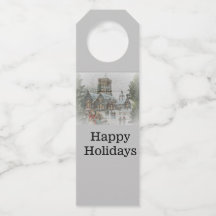 Alte Zeit Santa mit Kindern vor einer Kirche