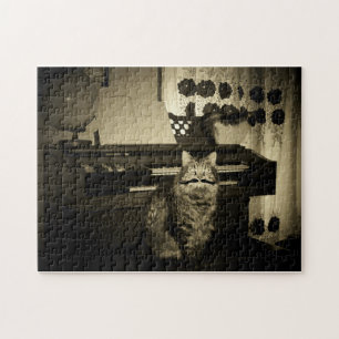 Alte Zeit spielt Katze Puzzle
