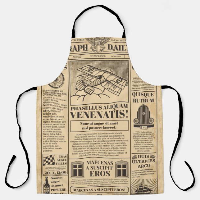 Alte Zeitung Vintag. Retro-Zeitungspapier mit Text Schürze (Vorderseite)