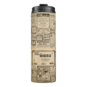 Alte Zeitung: vintage Papierhintergrund. Thermosbecher