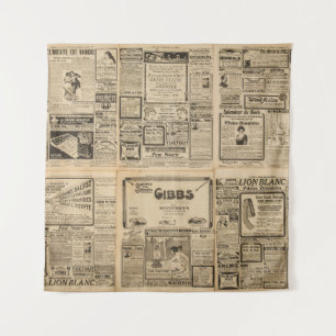 Alte Zeitung: vintage Papierhintergrund. Wandteppich
