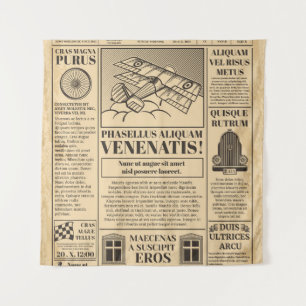 Alte Zeitung vintage. Retro-Zeitungspapier mit Tex Wandteppich