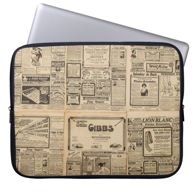 Alte Zeitung: Vintager Hintergrund. Laptopschutzhülle (Vorderseite)