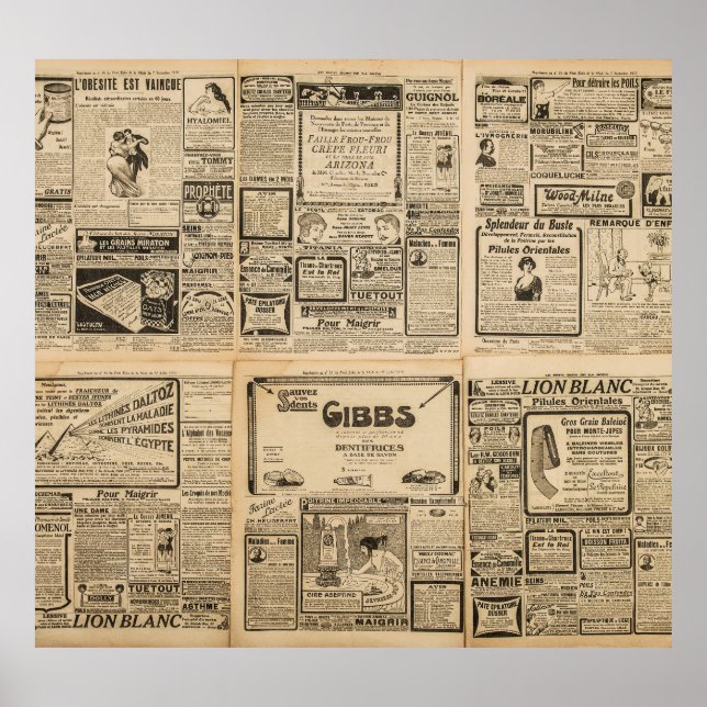 Alte Zeitung: Vintager Hintergrund. Poster (Vorne)