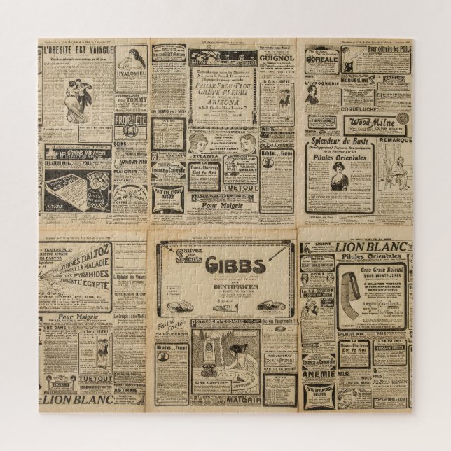 Alte Zeitung: Vintager Hintergrund. Puzzle (Vertikal)