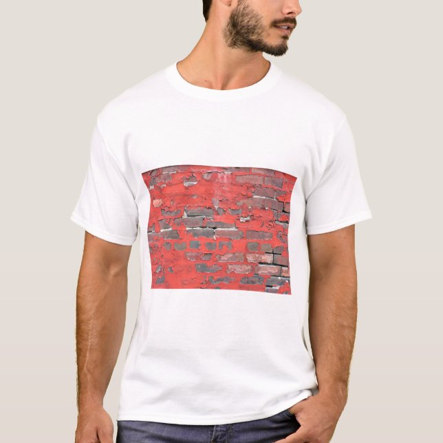 Alte Ziegelmauer mit Peeling in roter Farbe T-Shirt (Vorderseite)