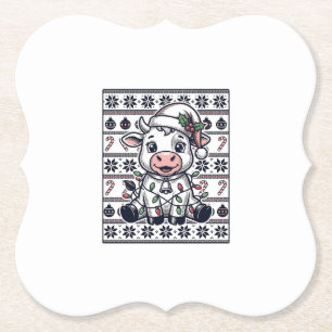 Alteingeschnittenes Weihnachtskuh hässliches Sweat Untersetzer