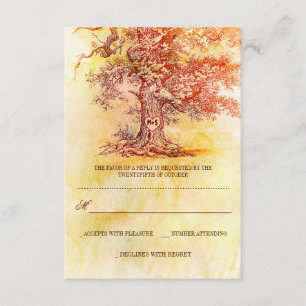alten Baum rustikale Hochzeitskarten RSVP