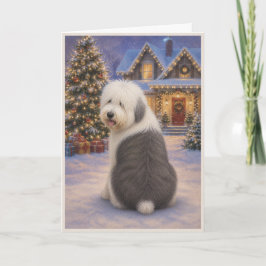 Altenglische Schäferhund-Weihnachtskarte Karte