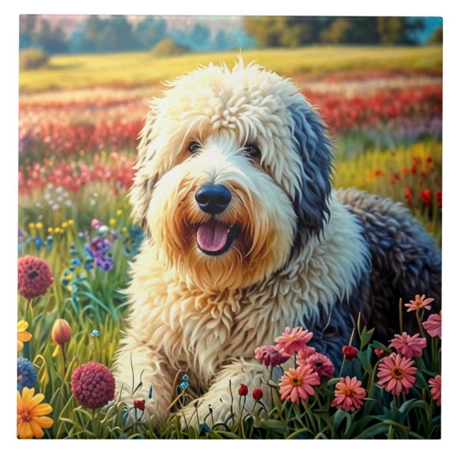 Altenglischer Schäferhund Fliese (Vorderseite)