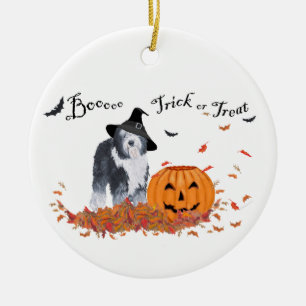 Altenglischer Schäferhund Halloween Keramik Ornament
