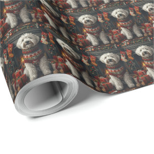 Altenglischer Schäferhund mit Weihnachtsgeschenk-K Geschenkpapier