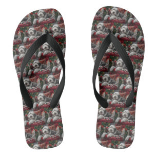 Altenglischer Schäferhund Weihnachten Festlich Flip Flops