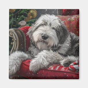 Altenglischer Schäferhund Weihnachtsfest Magnet