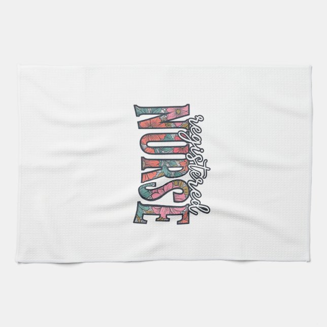 Altenpfleger-Blumen-Typografie-Shirt D Geschirrtuch (Horizontal)
