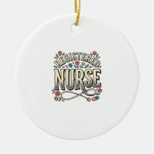 Altenpfleger-Blumen-Typografie-Shirt D Keramik Ornament