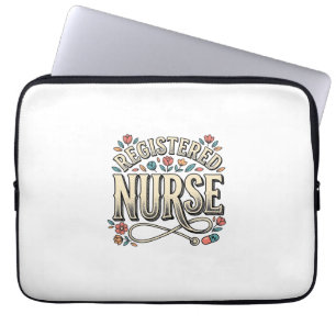 Altenpfleger-Blumen-Typografie-Shirt D Laptopschutzhülle