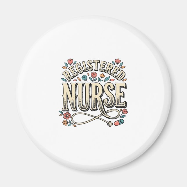 Altenpfleger-Blumen-Typografie-Shirt D Magnet (Vorne)
