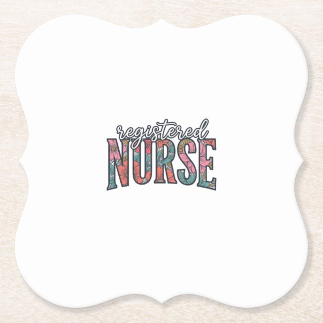 Altenpfleger-Blumen-Typografie-Shirt D Untersetzer (Vorderseite)