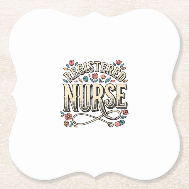 Altenpfleger-Blumen-Typografie-Shirt D Untersetzer (Vorderseite)